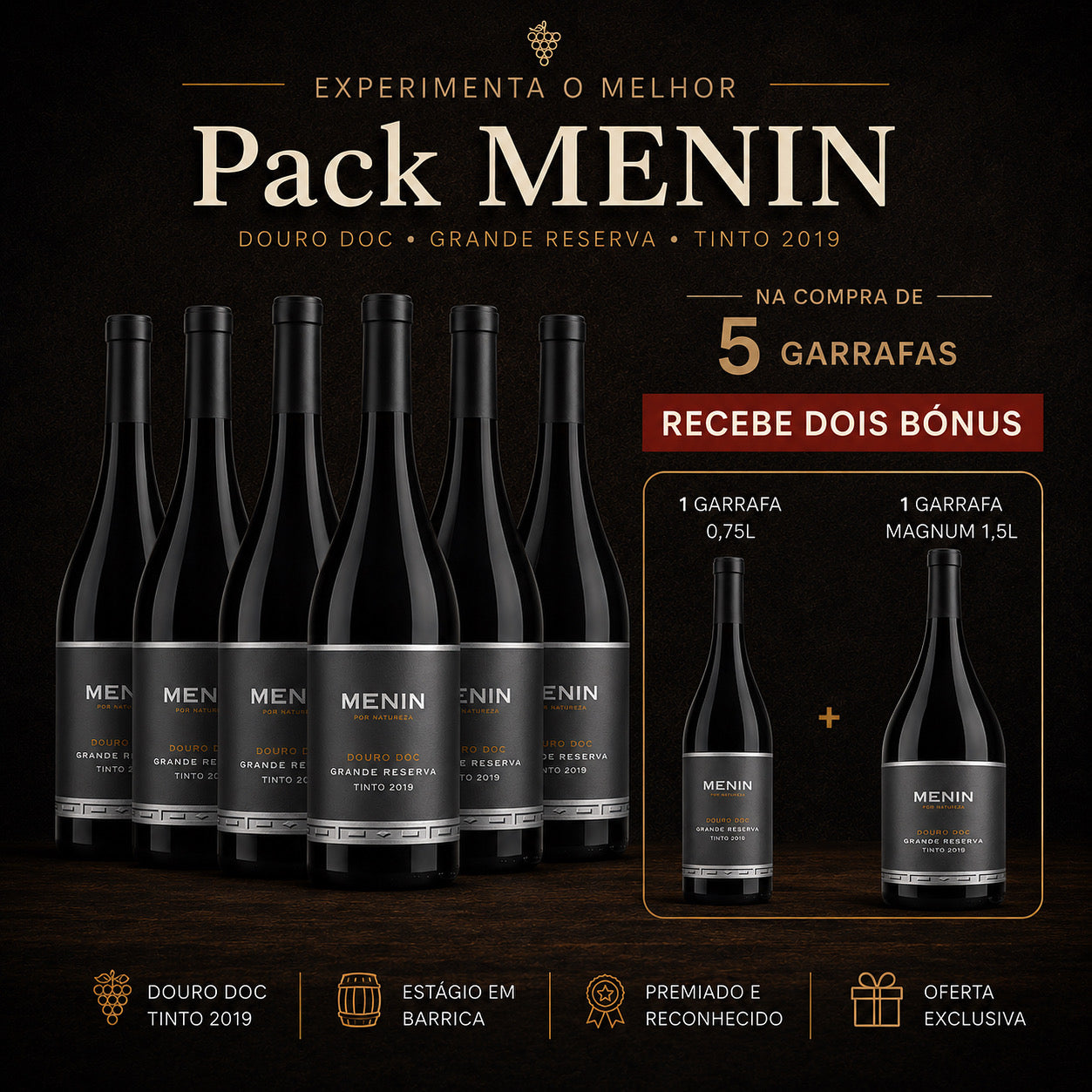 Pack Menin 5+2 | Compre 5 e Leve 7 (Garrafa + Magnum)