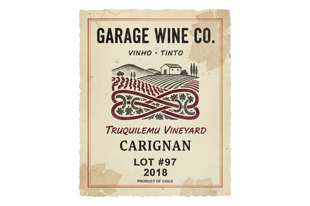 Garage Wine Co. Vinho Truquilemu Vineyard Carignan Lot #97 Tinto 2018